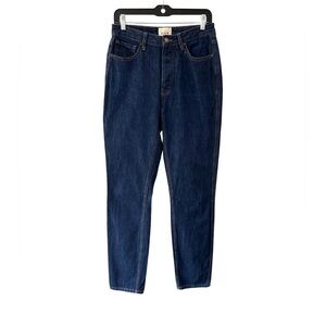 Sezane Brut button fly Jeans 29 dark blue wash 100% cotton straight slight taper